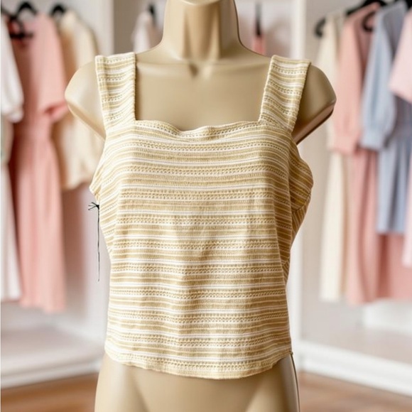 NSR Tops - NWT NSR Beige Ribbed Knit Tank Top Size L
